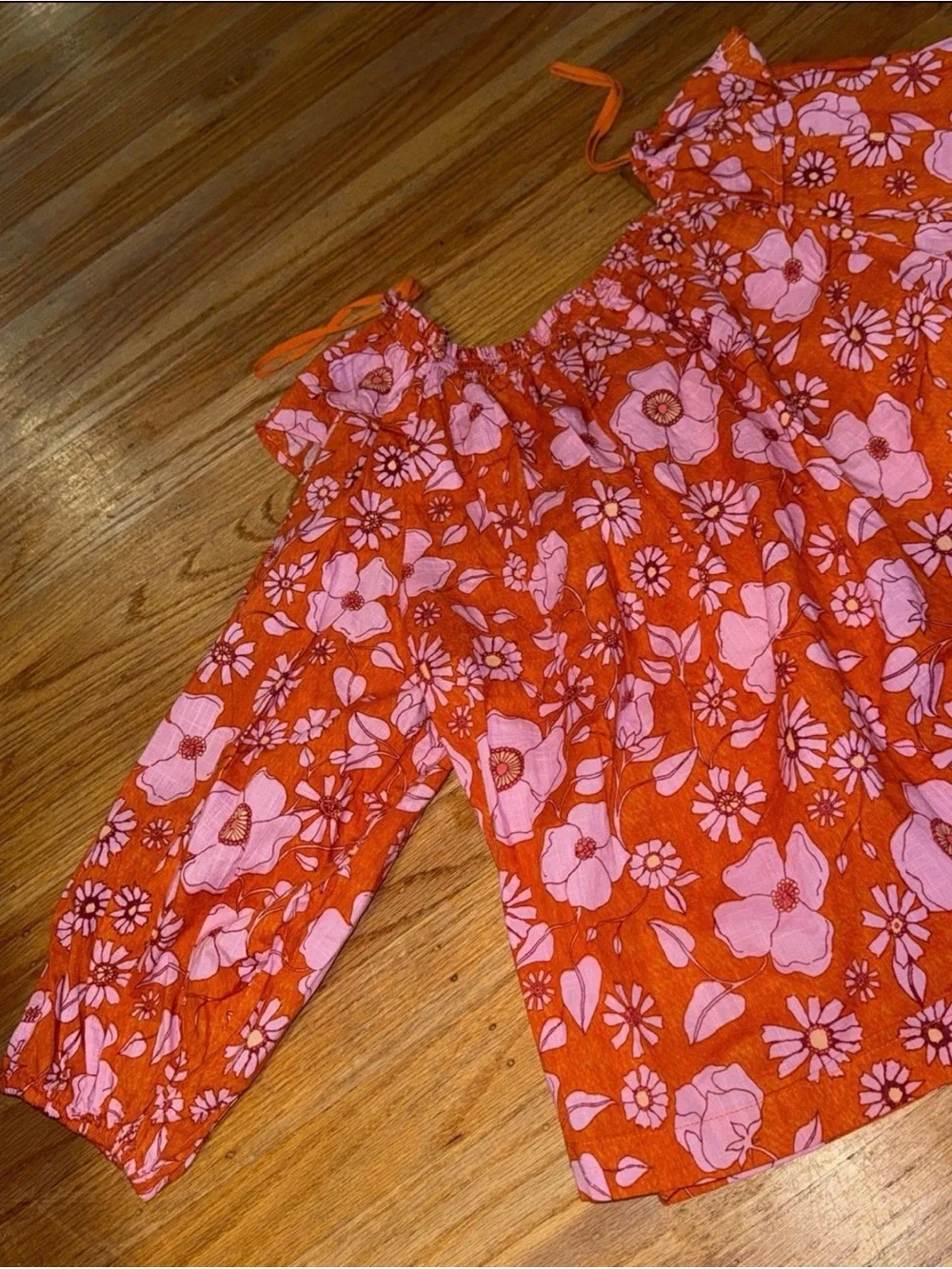 Free People Girls' Pink Floral Blouse on Orange